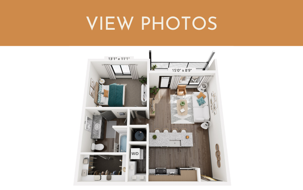 A1 - 1 bedroom floorplan layout with 1 bathroom and 744 square feet (Floorplan
)